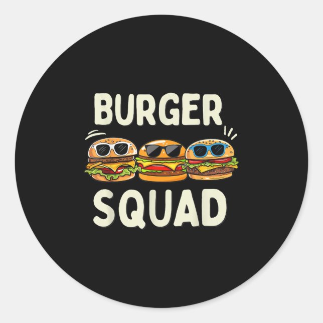 Burger Squad Funny Hamburger Fast Feinschmecker li Runder Aufkleber (Vorderseite)