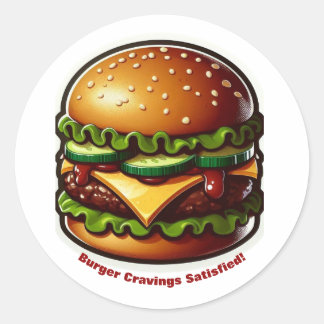 Burger Sticker Food Cravings Zufriedene Gestaltung