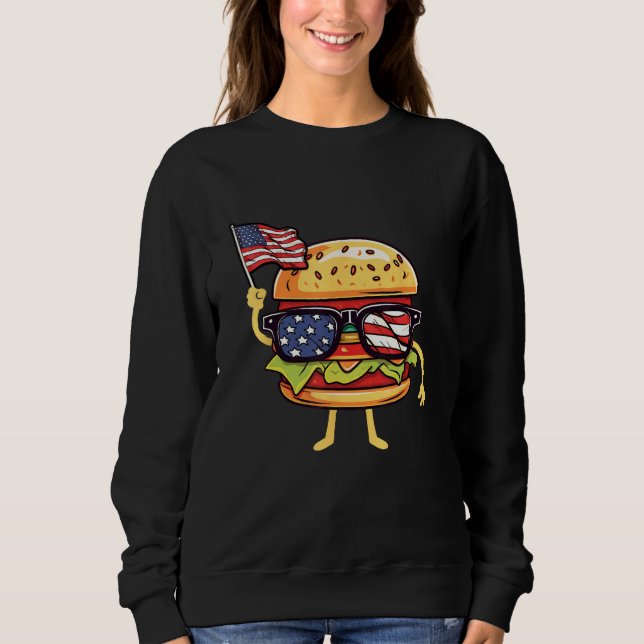 Burger Sunglasses American Flag USA 4th Of July Sweatshirt (Vorderseite)