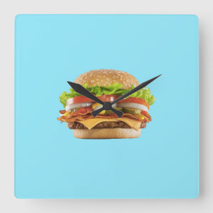 Burger-Uhr Quadratische Wanduhr