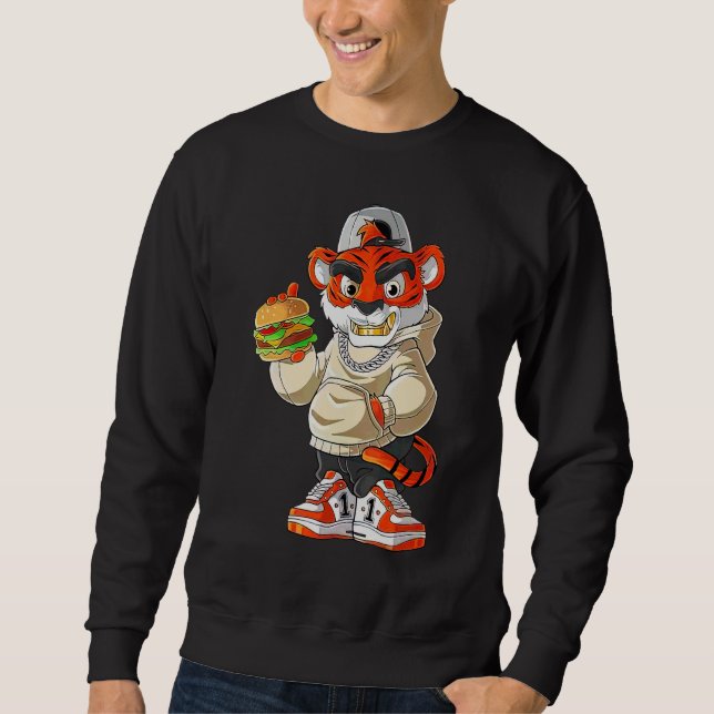 Burger und Bengal-Tiger Sweatshirt (Vorderseite)