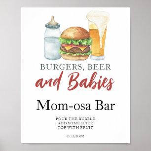 Burger und Bier Baby Shower Momosa Bar  Poster