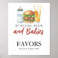 Burger und Bottle Baby Duschfavoriten