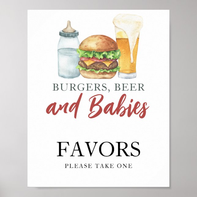 Burger und Bottle Baby Duschfavoriten Poster (Vorne)