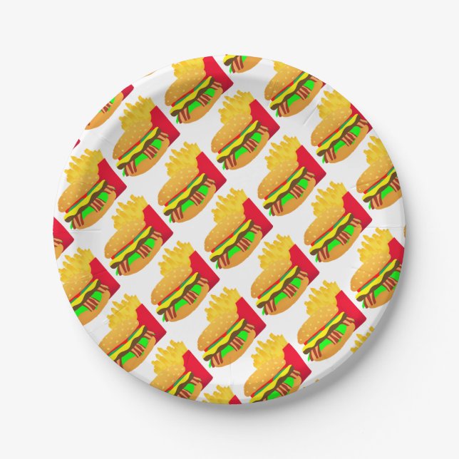 Burger und Fries Pappteller (Vorderseite)