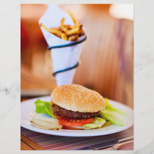Burger und Pommes frites Flyer (Vorne)