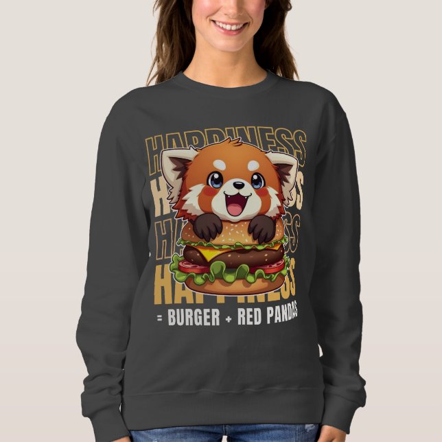 Burger und rote Pandas machen mich glücklich Sweatshirt (Vorderseite)