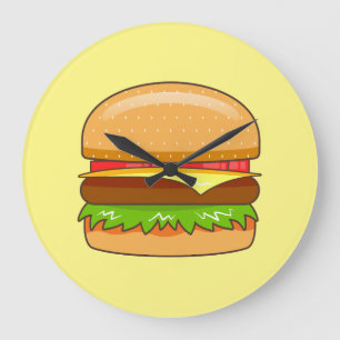 Burger Vector Illustration Große Wanduhr