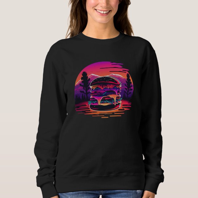 Burger with a Nostalgic 80s Retrowave Aesthetic Sweatshirt (Vorderseite)