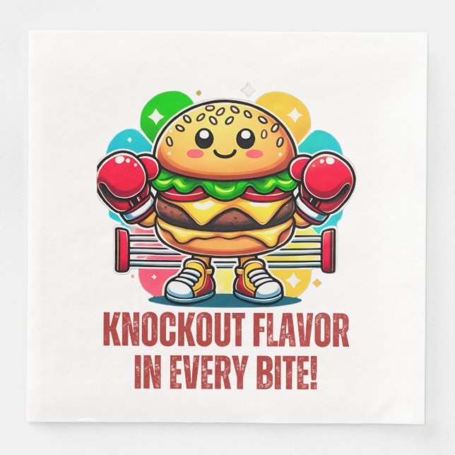 Burgerkostüm mit lustigen Boxhandschuhen kosten sc Serviette (Vorderseite)