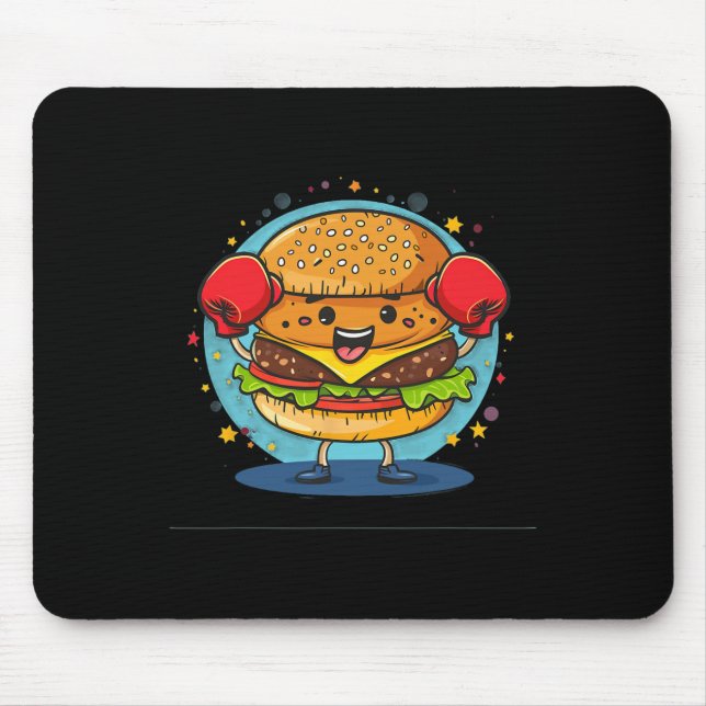 Burgerkostüm zerschlagen mit lustigen Boxhandschuh Mousepad (Vorne)