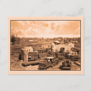 Bürgerkrieg, Atlanta Roundhouse zerstört, 1866 Postkarte