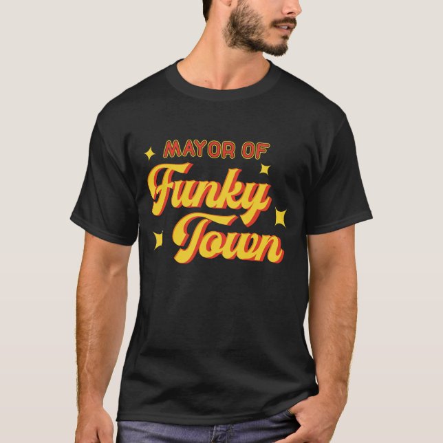 Bürgermeister des Funky Stadtsiebziger jahre T-Shirt (Vorderseite)