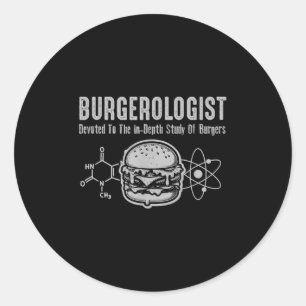 Burgerologistudie Grillen Funny für Damen und Herr Runder Aufkleber