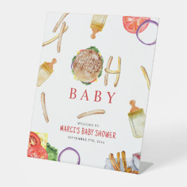 Burgers and Bottles Oh Baby Dusche Willkommen Sockelschild