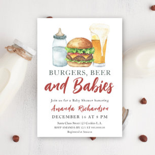Burgers, Bier und Baby - Babyparty Einladung