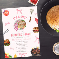 Burgers + Bows Cookout Girl Shower Einladung