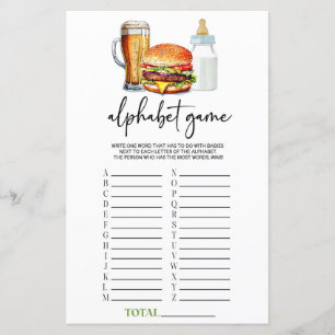 Burgers Brauereien Alphabet Spiel Baby Shower Spie