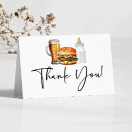 Burgers Brews and Diapers Too! Baby Shower Dankeskarte