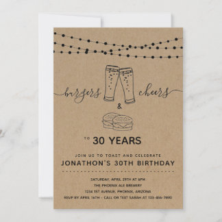 Burgers & Cheers & Biere Geburtstagsparty - jedes Einladung
