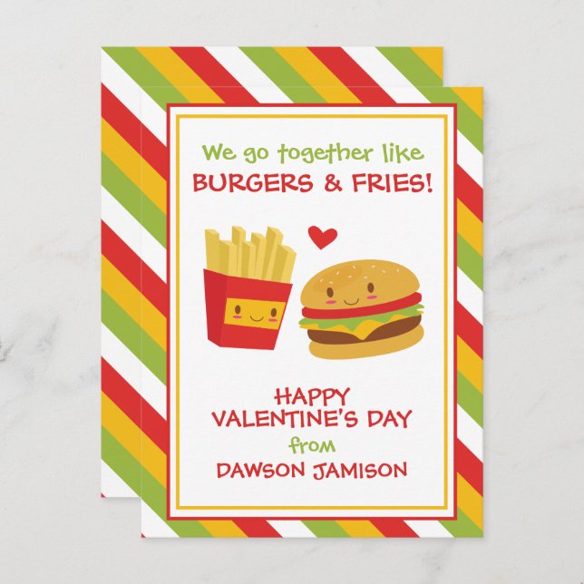 Burgers & Fries Valentine's Cards Postkarte (Vorne/Hinten)