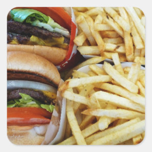 Burgers n Fries Quadratischer Aufkleber