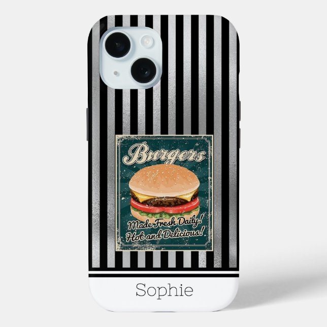 Burgers Retro Samsung Case-Mate iPhone Hülle (Rückseite)