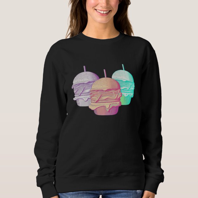 Burgers Vaporwave Retrowave Aesthetic Sweatshirt (Vorderseite)