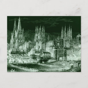 Burgos Cathedral Gothic Engraving Negative Vintage Postkarte