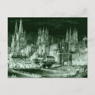 Burgos Cathedral Gothic Engraving Negative Vintage Postkarte
