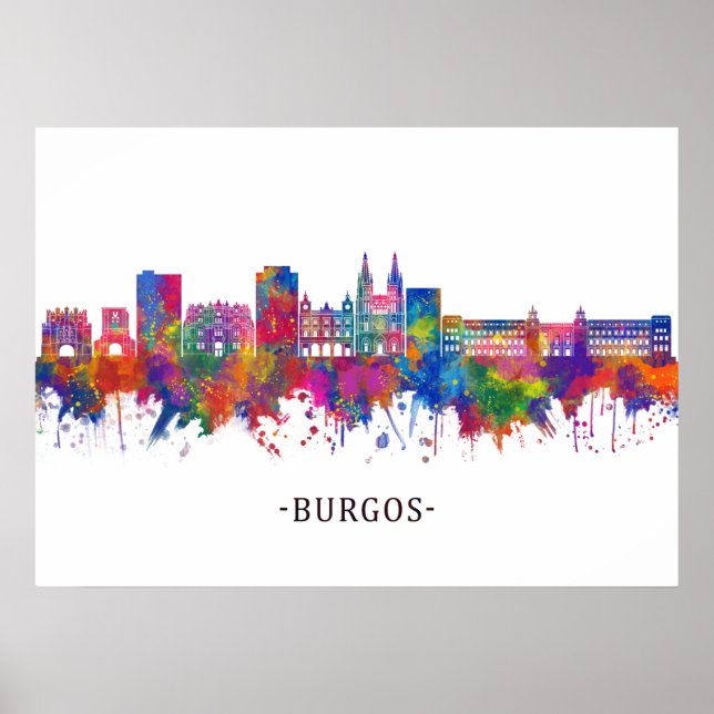Burgos Spanien Skyline Poster (Vorne)