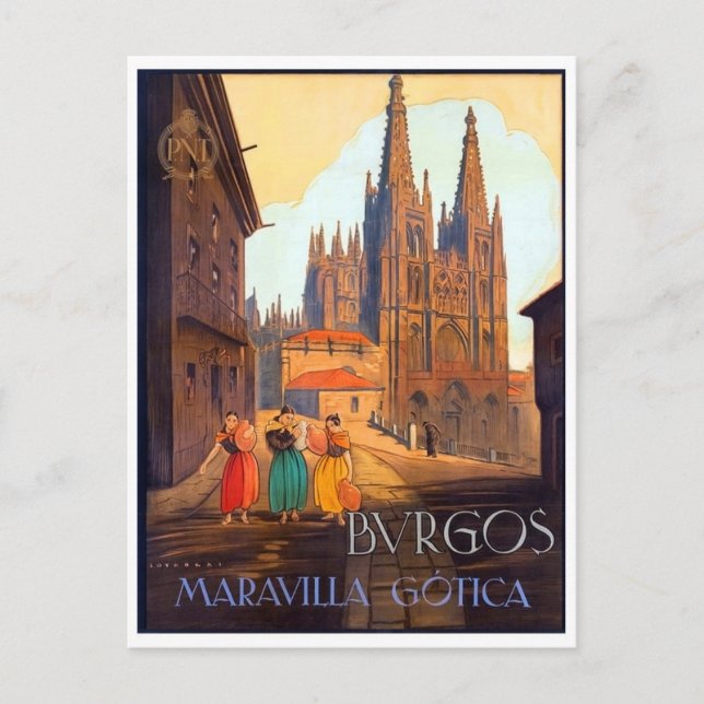 Burgos Stadt Kathedrale, drei Frau auf der Straße Postkarte (Vorderseite)