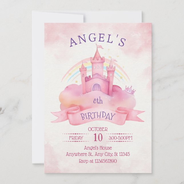 Burgprinzessin Einladung (Vorderseite)