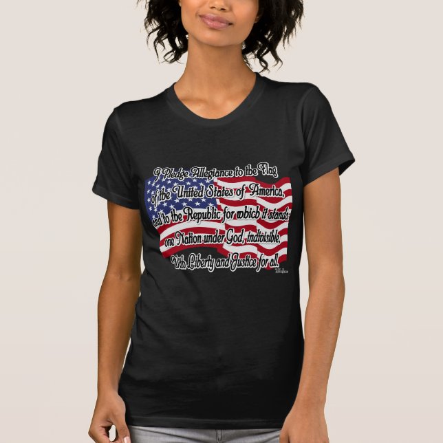 Bürgschaft von Ergebenheit mit US-Flagge T-Shirt (Vorderseite)