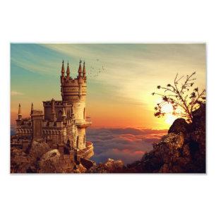 Burgtürme im Himmel Fotodruck