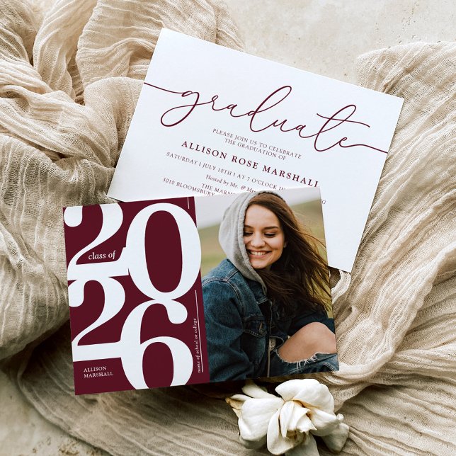 Burgund 2025 Foto Graduation Party Einladung (Von Creator hochgeladen)