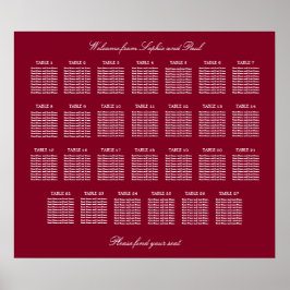 Burgund 27 Tisch Hochzeitsstühle Chart Poster