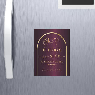 Burgund 60. Geburtstag Speichern Sie den Date-Magn Magnetkarte