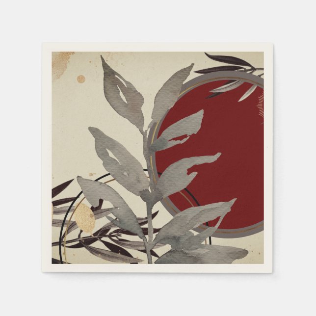 Burgund Abstrakte Wasserfarbe Serviette (Vorderseite)