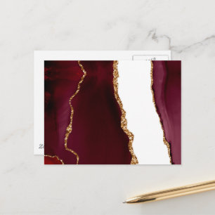 Burgund-Achat mit goldenen Glitteradern Postkarte