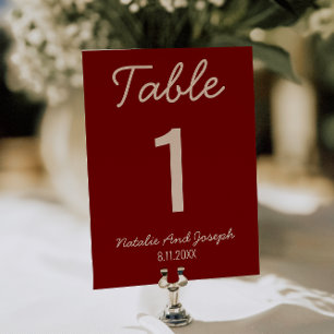 Burgund Altgeld Whimsical Hochzeitstisch Nummer Einladung