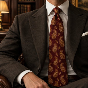 Burgund Antiques Gold Verzierte Paisley-Erbstücke Krawatte