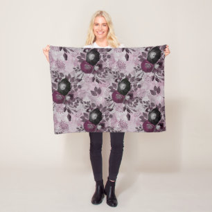 Burgund Aquarell Blume. Fleecedecke
