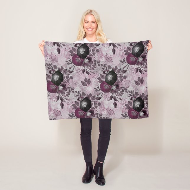 Burgund Aquarell Blume. Fleecedecke (Beispiel)