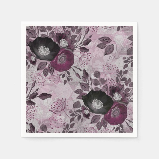 Burgund Aquarell Blume. Serviette (Vorderseite)