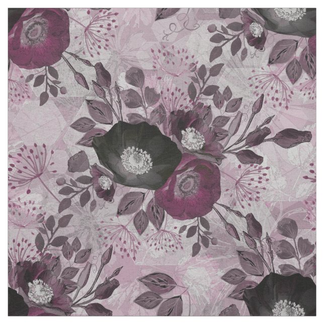 Burgund Aquarell Blume. Stoff (Muster)