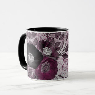 Burgund Aquarell Blume. Tasse