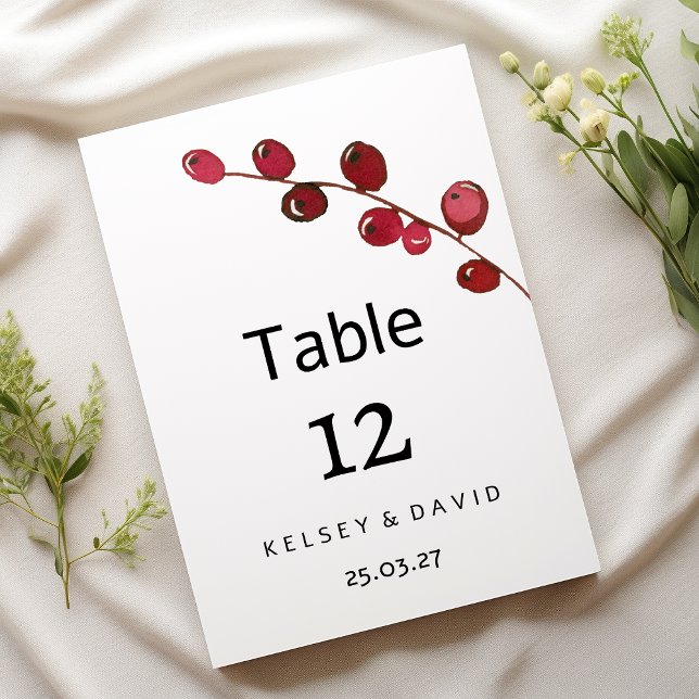Burgund Aquarellbeeren Blumenbeere Tischnummer (Burgundy watercolor berries floral Table Numbers)