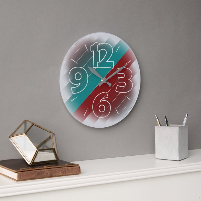 Burgund auf grau aquamarin große wanduhr (Büro)