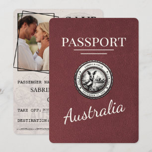 Burgund Australien Reisepass Save The Date